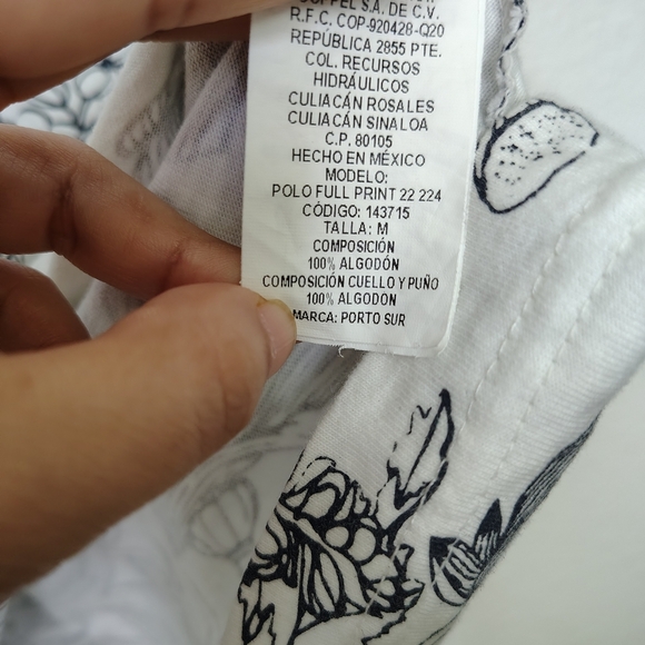 Porto Sur Men's Cotton White Blue Floral Print Polo Shirt Sz M - Picture 8 of 9